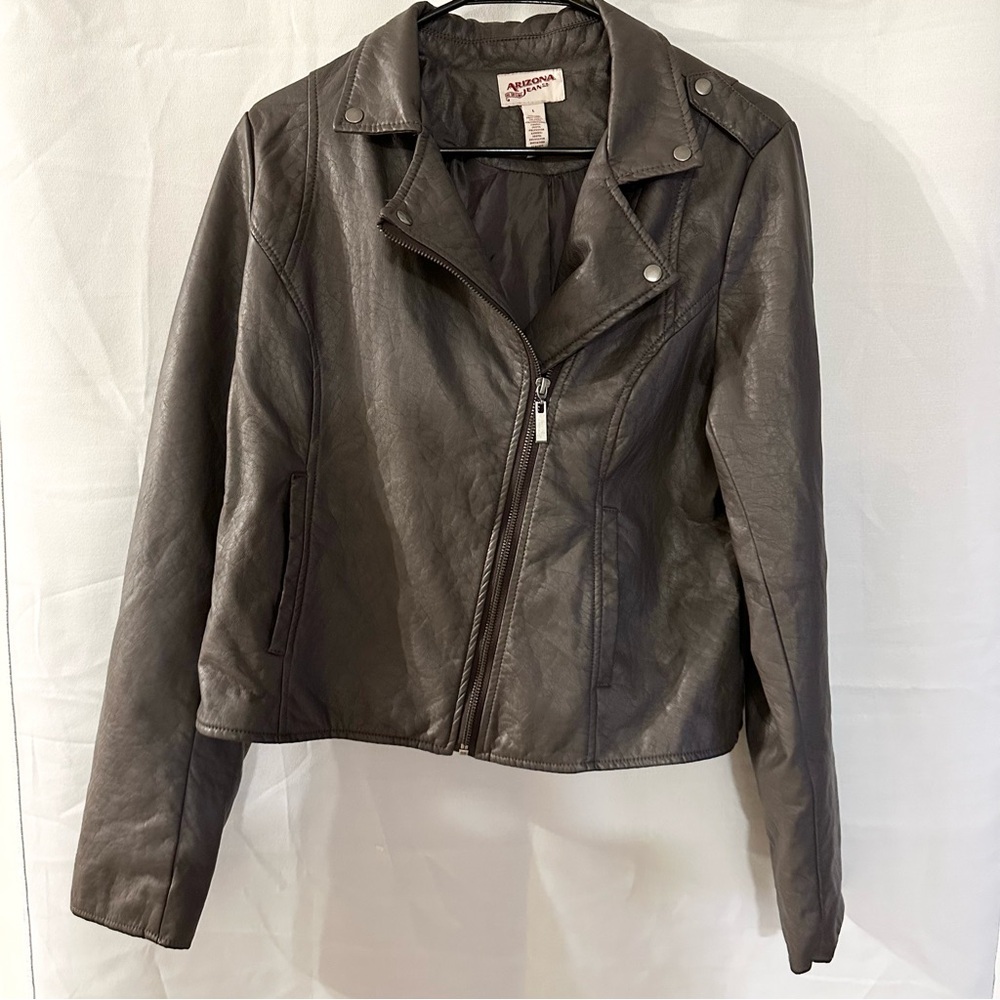 Arizona Gray Faux Leather Jacket Size large
